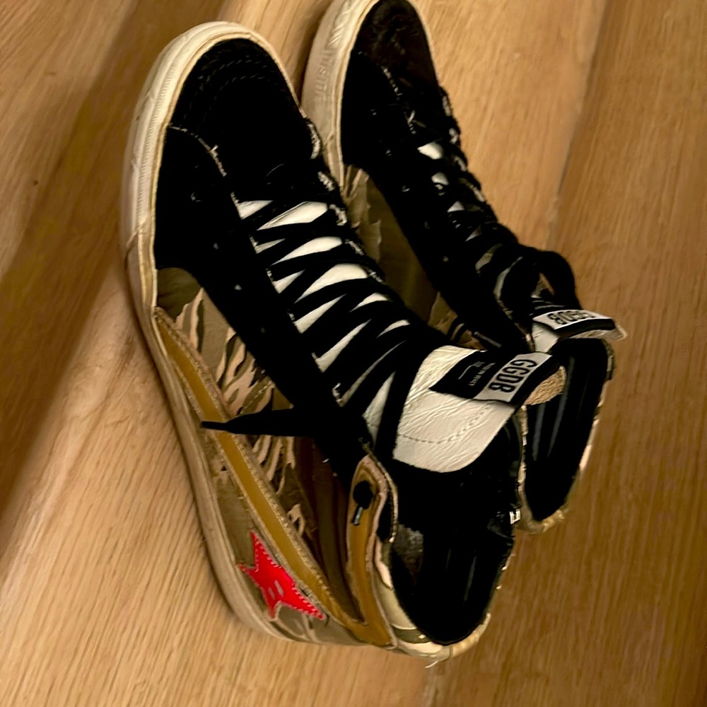 Golden Goose
Men's Green Slide Camouflage High-Top Sneakers